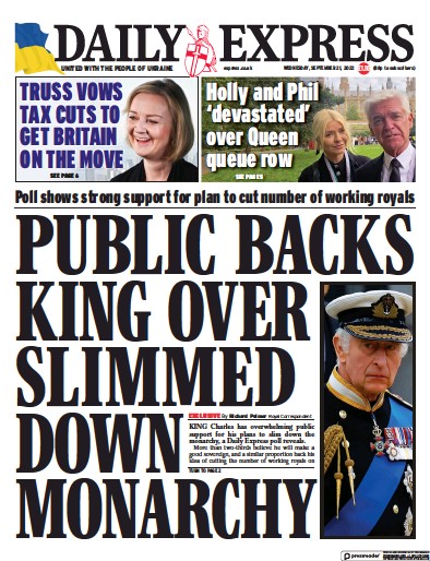 Daily Express Newspaper Front Page (UK) for 21 September 2022