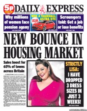 Daily Express Newspaper Front Page (UK) for 22 October 2012