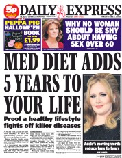 Daily Express (UK) Newspaper Front Page for 22 October 2015