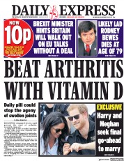 Daily Express (UK) Newspaper Front Page for 22 November 2017