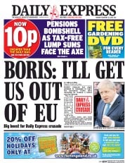 Daily Express (UK) Newspaper Front Page for 22 February 2016