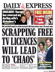 Daily Express (UK) Newspaper Front Page for 22 February 2020