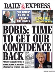 Daily Express (UK) Newspaper Front Page for 22 February 2022