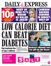 Daily Express (UK) Newspaper Front Page for 22 March 2016