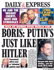 Daily Express (UK) Newspaper Front Page for 22 March 2018