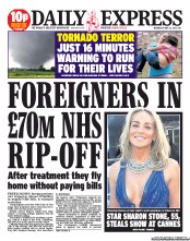 Daily Express Newspaper Front Page (UK) for 22 May 2013