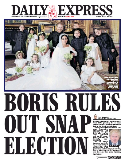 Daily Express Newspaper Front Page (UK) for 22 May 2018