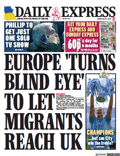 Daily Express Newspaper Front Page (UK) for 22 May 2023