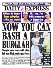 Daily Express (UK) Newspaper Front Page for 22 June 2011