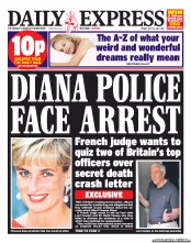 Daily Express (UK) Newspaper Front Page for 22 July 2011