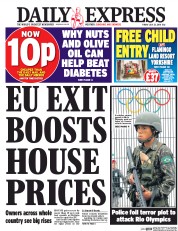 Daily Express (UK) Newspaper Front Page for 22 July 2016