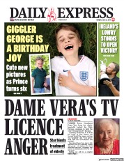 Daily Express (UK) Newspaper Front Page for 22 July 2019