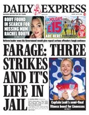 Daily Express front page for 22 July 2025