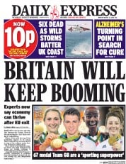 Daily Express (UK) Newspaper Front Page for 22 August 2016