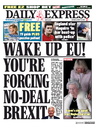 Daily Express Newspaper Front Page (UK) for 22 August 2020