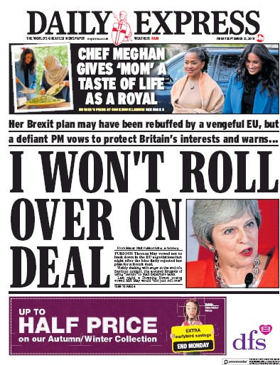 Daily Express Newspaper Front Page (UK) for 22 September 2018