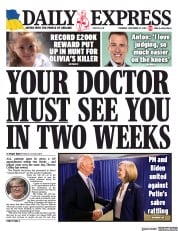 Daily Express (UK) Newspaper Front Page for 22 September 2022