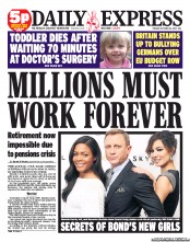Daily Express (UK) Newspaper Front Page for 23 October 2012