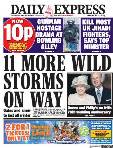 Daily Express Newspaper Front Page (UK) for 23 October 2017