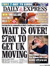 Daily Express (UK) Newspaper Front Page for 23 October 2021