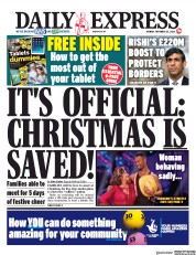 Daily Express (UK) Newspaper Front Page for 23 November 2020