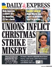 Daily Express (UK) Newspaper Front Page for 23 November 2022