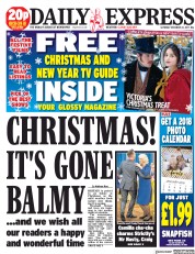 Daily Express (UK) Newspaper Front Page for 23 December 2017