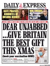 Daily Express (UK) Newspaper Front Page for 23 December 2021