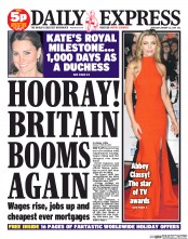 Daily Express (UK) Newspaper Front Page for 23 January 2014