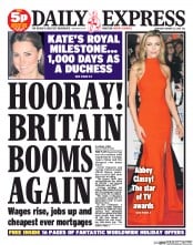 Daily Express Newspaper Front Page (UK) for 23 January 2014