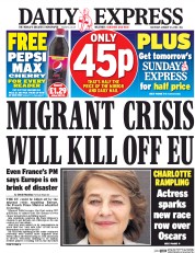 Daily Express (UK) Newspaper Front Page for 23 January 2016