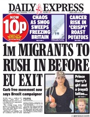 Daily Express (UK) Newspaper Front Page for 23 January 2017
