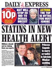 Daily Express (UK) Newspaper Front Page for 23 January 2018