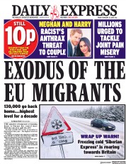 Daily Express (UK) Newspaper Front Page for 23 February 2018