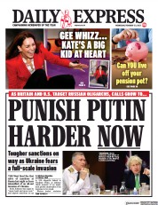 Daily Express (UK) Newspaper Front Page for 23 February 2022