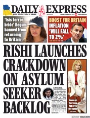 Daily Express (UK) Newspaper Front Page for 23 February 2023
