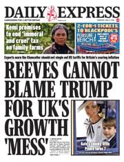 Daily Express front page for 23 April 2025