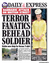 Daily Express (UK) Newspaper Front Page for 23 May 2013