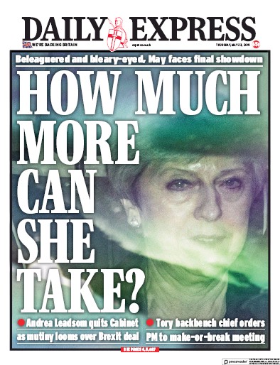 Daily Express Newspaper Front Page (UK) for 23 May 2019
