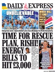 Daily Express (UK) Newspaper Front Page for 23 May 2022
