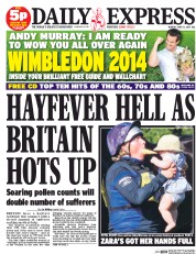 Daily Express (UK) Newspaper Front Page for 23 June 2014