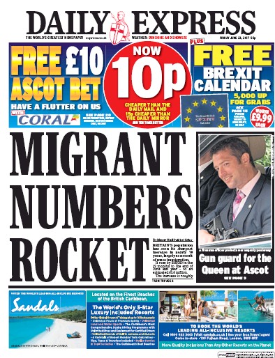 Daily Express Newspaper Front Page (UK) for 23 June 2017