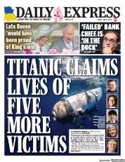 Daily Express (UK) Newspaper Front Page for 23 June 2023