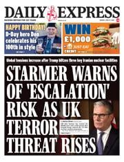 Daily Express front page for 23 June 2025