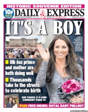 Daily Express (UK) Newspaper Front Page for 23 July 2013