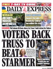 Daily Express front page for 23 July 2022