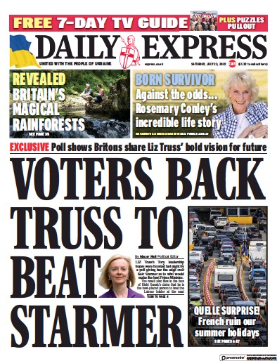 Daily Express Newspaper Front Page (UK) for 23 July 2022