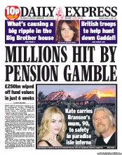 Daily Express (UK) Newspaper Front Page for 23 August 2011