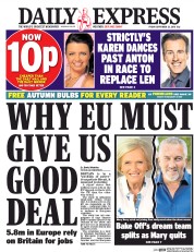 Daily Express (UK) Newspaper Front Page for 23 September 2016