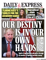 Daily Express (UK) Newspaper Front Page for 23 September 2020